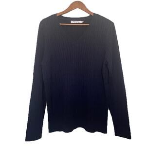 Arpeggio Knitwear Cable Knit Pullover Sweater Size Large Dark Blue Mature